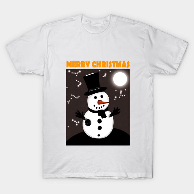 Snowman Merry Christmas 2022 T-Shirt by CartWord Design